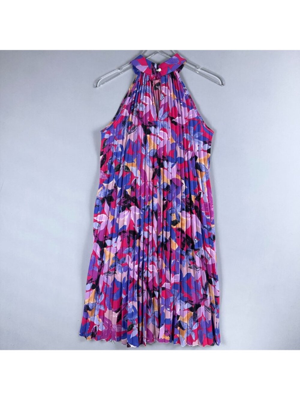 Shein Dress Size Small Sleeveless Floral Pleated Halter Neck Midi Multicolor - Picture 2 of 7